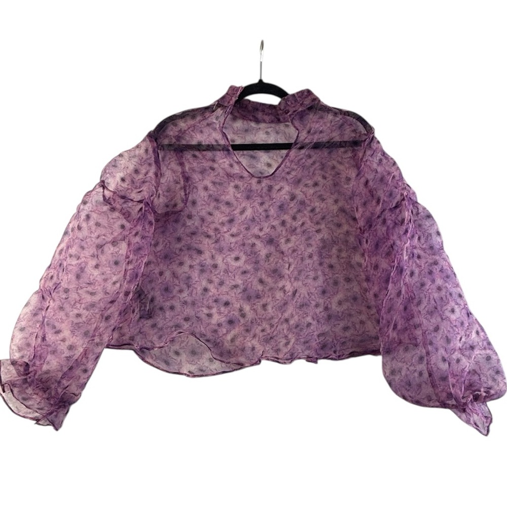 Topshop Purple Floral Sheer Blouse